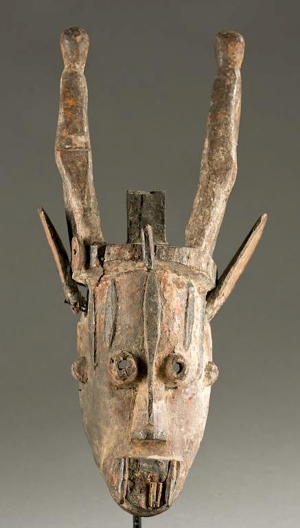 Appraisal: Urhobo horned mask th cen A polychrome horned mask with