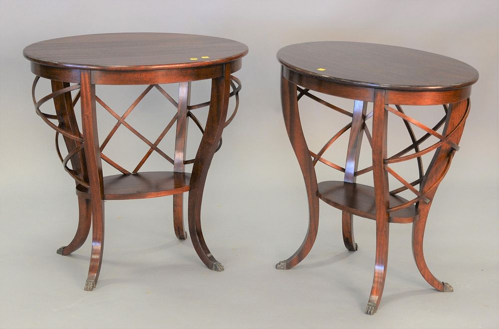 Appraisal: Pair of contemporary mahogany bedside tables ht wd Estate of