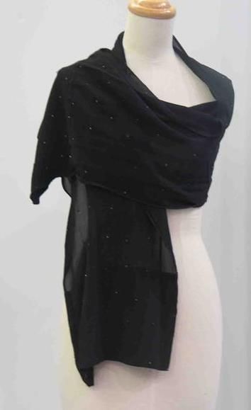 Appraisal: Scarf in beaded black silk crepe indeterminate age some discolouration