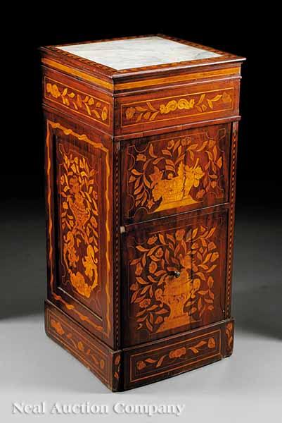 Appraisal: A Good Antique Dutch Marquetry Inlaid Mahogany Pedestal Commode mid-