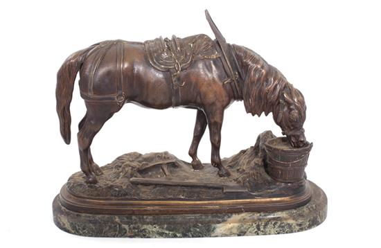 Appraisal: Pierre Lenordez French - WORK HORSE bronze with brown patina