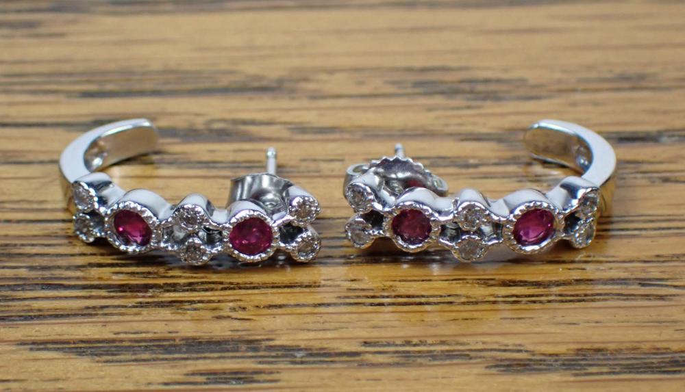 Appraisal: PAIR OF RUBY AND DIAMOND ART DECO EARRINGS each k