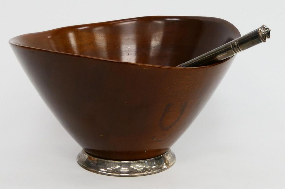 Appraisal: MID CENTURY STERLING SILVER MAHOGANY SALAD BOWL A mid century