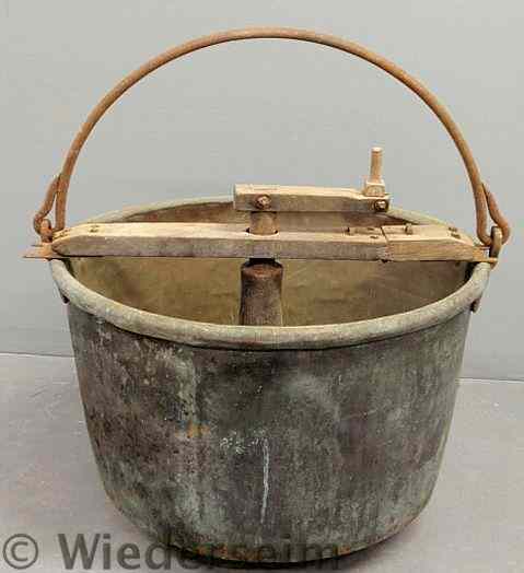 Appraisal: Copper apple butter kettle th c with a wrought iron