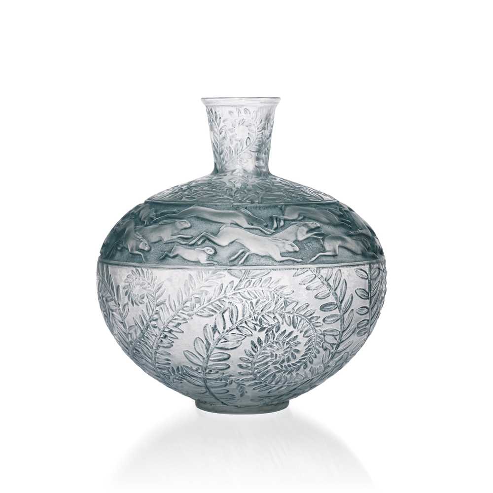 Appraisal: REN LALIQUE FRENCH - LI VRES VASE NO designed clear