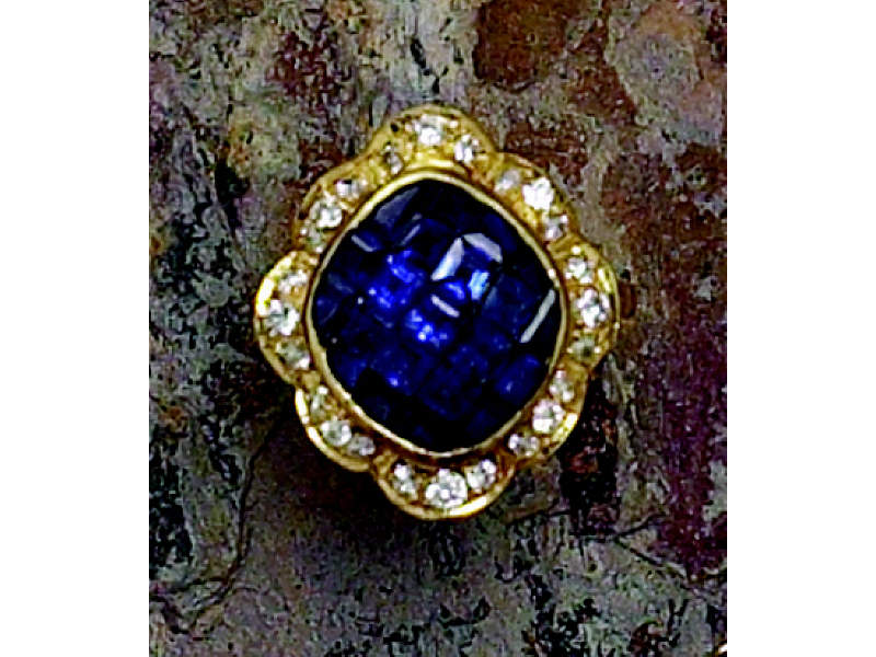 Appraisal: SAPPHIRE AND DIAMOND RING k yellow gold ring comprised of