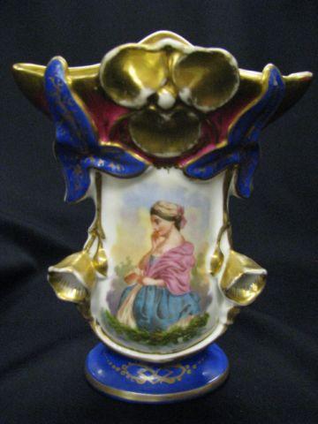 Appraisal: Old Paris Porcelain Vase portrait of maiden fancy gold trim