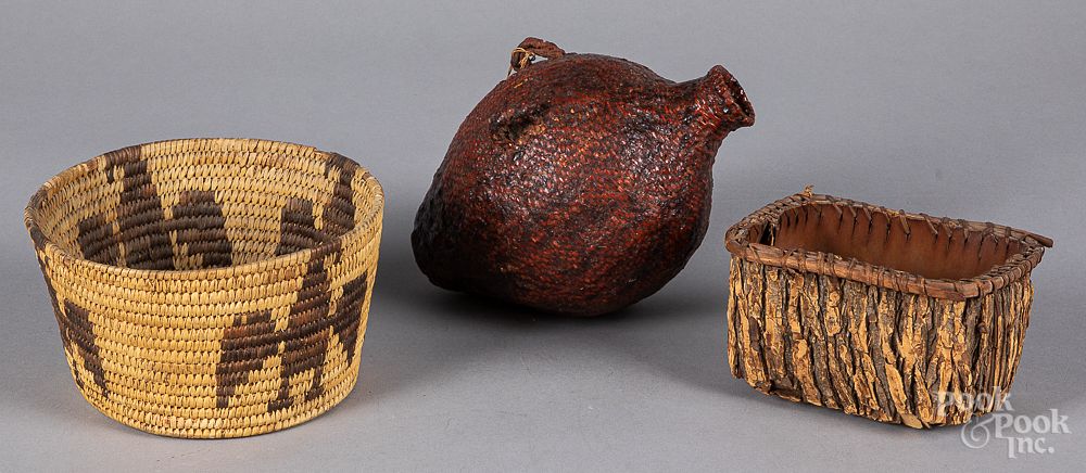 Appraisal: Three Native American Indian basketry items Three Native American Indian