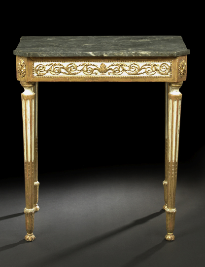 Appraisal: Louis XVI-Style Polychromed and Marble-Top Side Table third quarter th