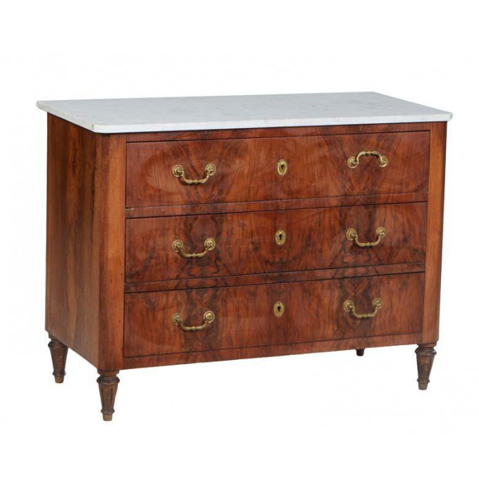 Appraisal: French Louis XVI Style Carved Walnut Marble Top Commode th