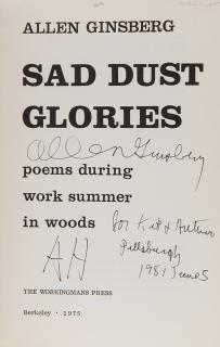 Appraisal: Ginsberg Allen Sad Dust Glories Poems during work summer in