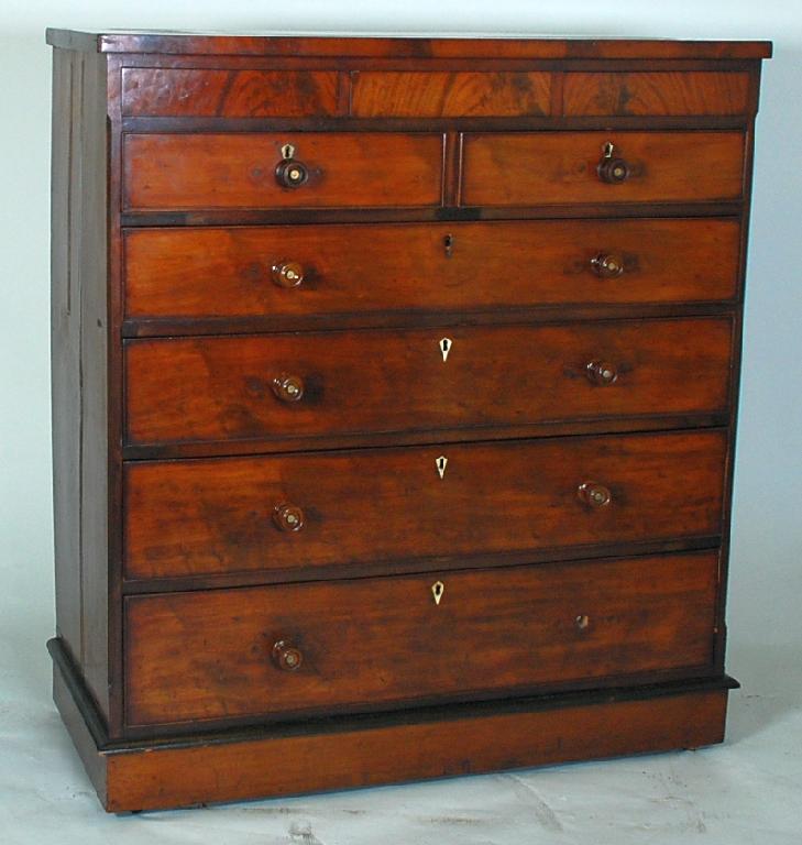 Appraisal: VICTORIAN MAHOGANY CHEST OF DRAWERS the oblong top above three