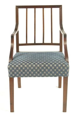 Appraisal: An early th century mahogany open armchair the reeded slatted