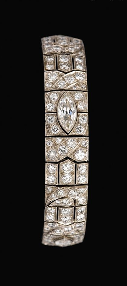 Appraisal: Art Deco platinum and diamond flexible bracelet Marcus Co art