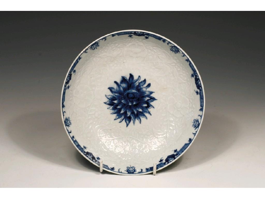 Appraisal: A WORCESTER BLUE AND WHITE SAUCER DISH circa with moulded