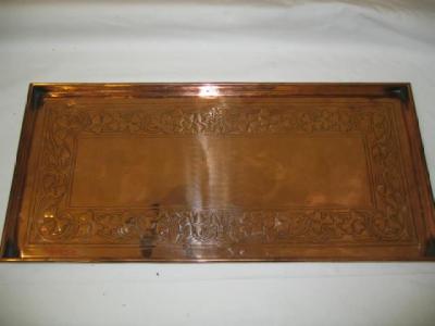 Appraisal: A KESWICK SCHOOL COPPER TRAY of oblong form with moulded