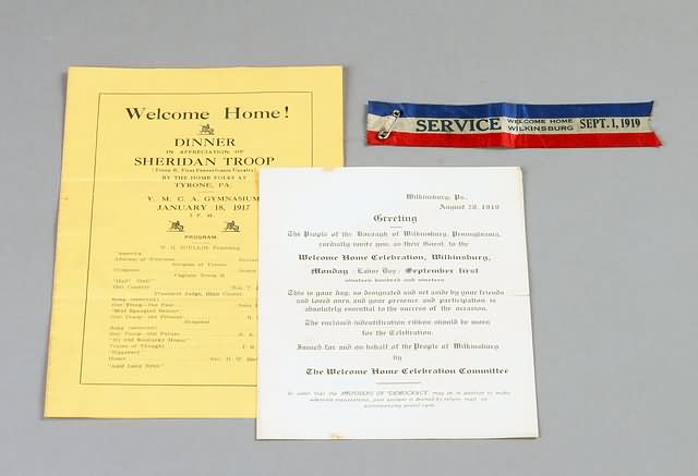 Appraisal: documents welcome home song sheet Sheridan Troop Tyrone Pa January