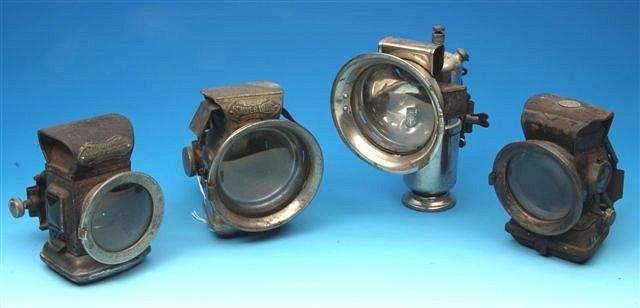 Appraisal: A Joseph Lucas Silver King bicycle lamp together with two