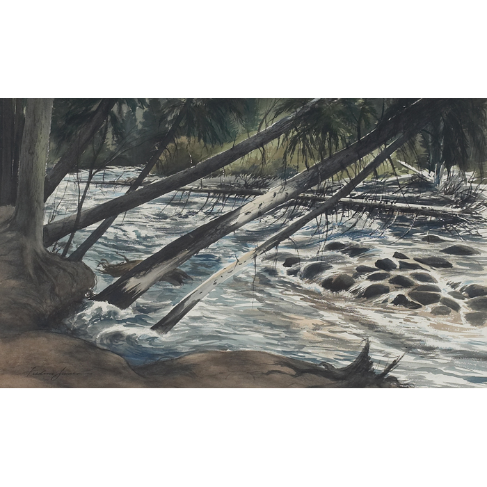 Appraisal: Frederic James American b ''Riverbank '' c watercolor '' x