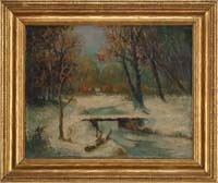 Appraisal: JOHN JOSEPH ENNEKING American - SNOW COVERED BRIDGE Oil on