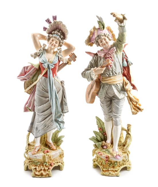 Appraisal: Sale Lot A A Pair of Majolica Figures depicting a