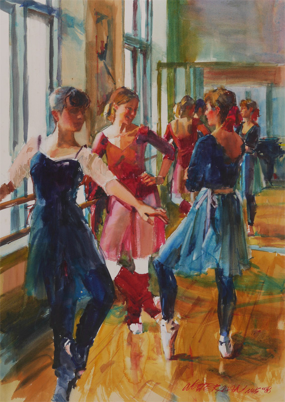 Appraisal: WESTERMAN Arne American born ''Ballet Friends II'' Watercolor '' x