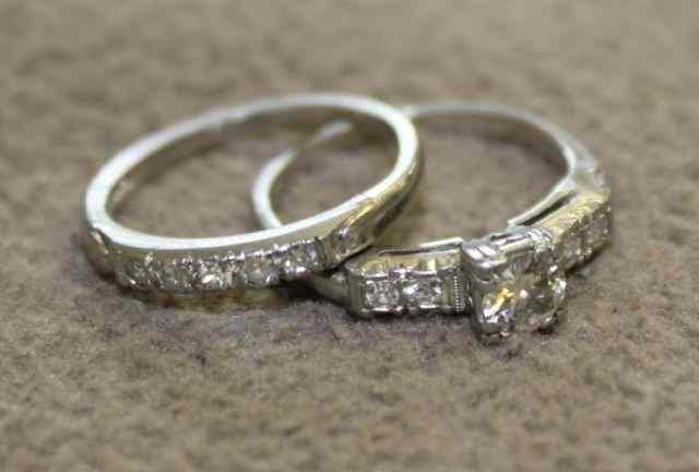 Appraisal: Platinum and Diamond Wedding Ring Set with small diamonds -