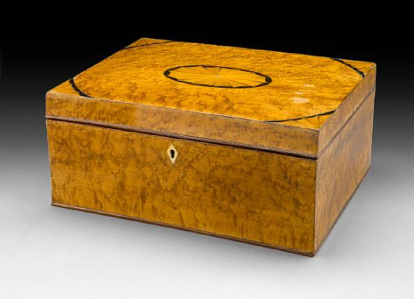 Appraisal: An early Victorian inlaid bird's eye maple box second half