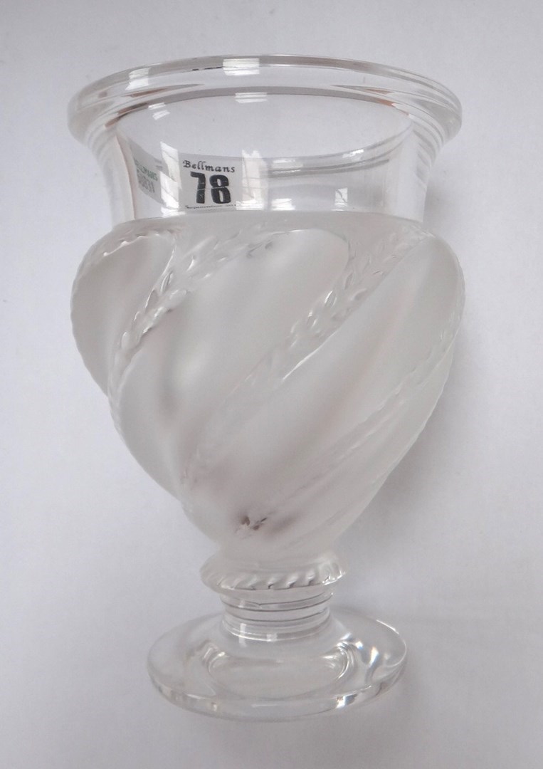 Appraisal: A modern Lalique clear and frosted glass vase of urn