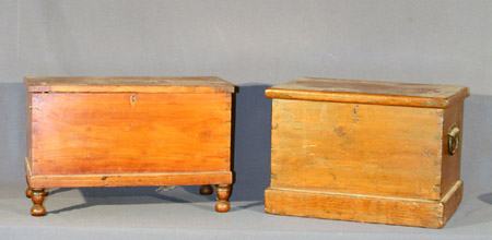 Appraisal: American Cherry Doll's Blanket Chest and a Stained Wood Small