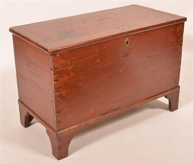 Appraisal: PA Pine Small Blanket Chest with Old Red Wash Pennsylvania