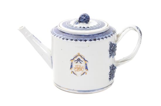 Appraisal: Sale Lot A Chinese Export Armorial Porcelain Teapot Height x