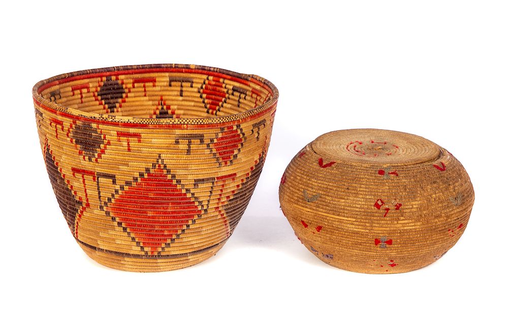 Appraisal: Early Native American Woven Baskets Good condition with normal wear