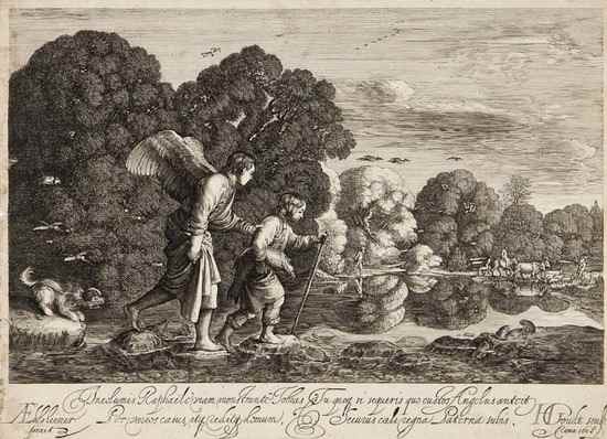 Appraisal: Hendrik Goudt - The Small Tobias engraving on watermarked laid