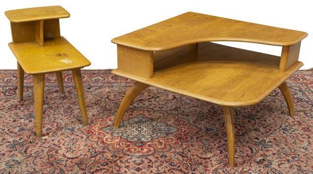 Appraisal: lot of Mid-century modern maple tables c s including two-tier