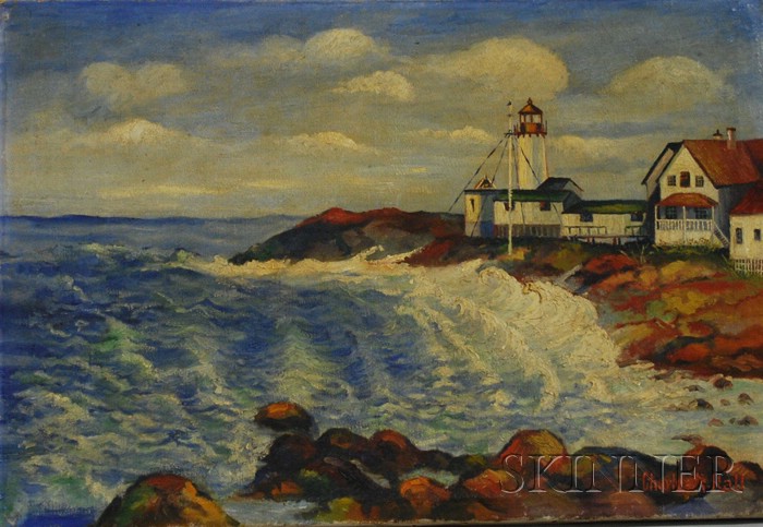 Appraisal: th Century American School Oil on Canvas Eastern Point Light