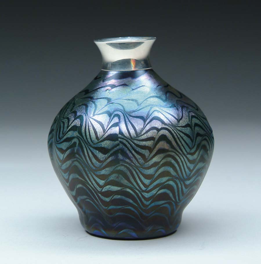 Appraisal: TIFFANY FAVRILE VASE Beautiful Tiffany vase has rich platinum iridescence