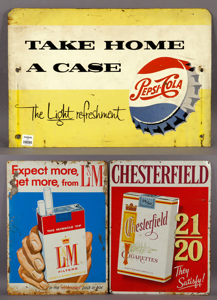 Appraisal: - Vintage Metal Advertising Signs Lot of three vintage advertising