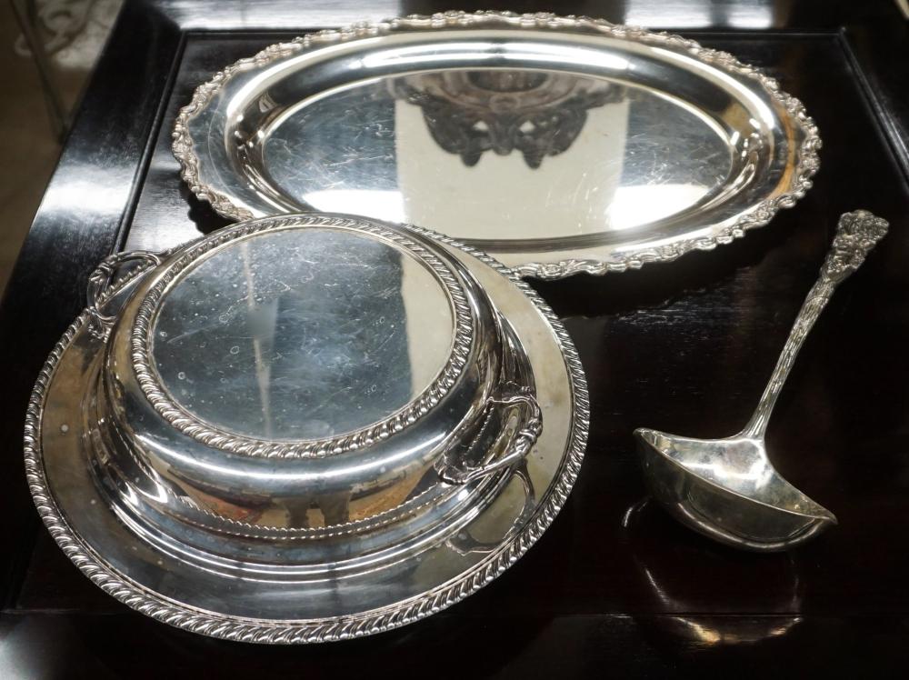 Appraisal: Silver Plate Covered Vegetable Dish Tray and Ladle