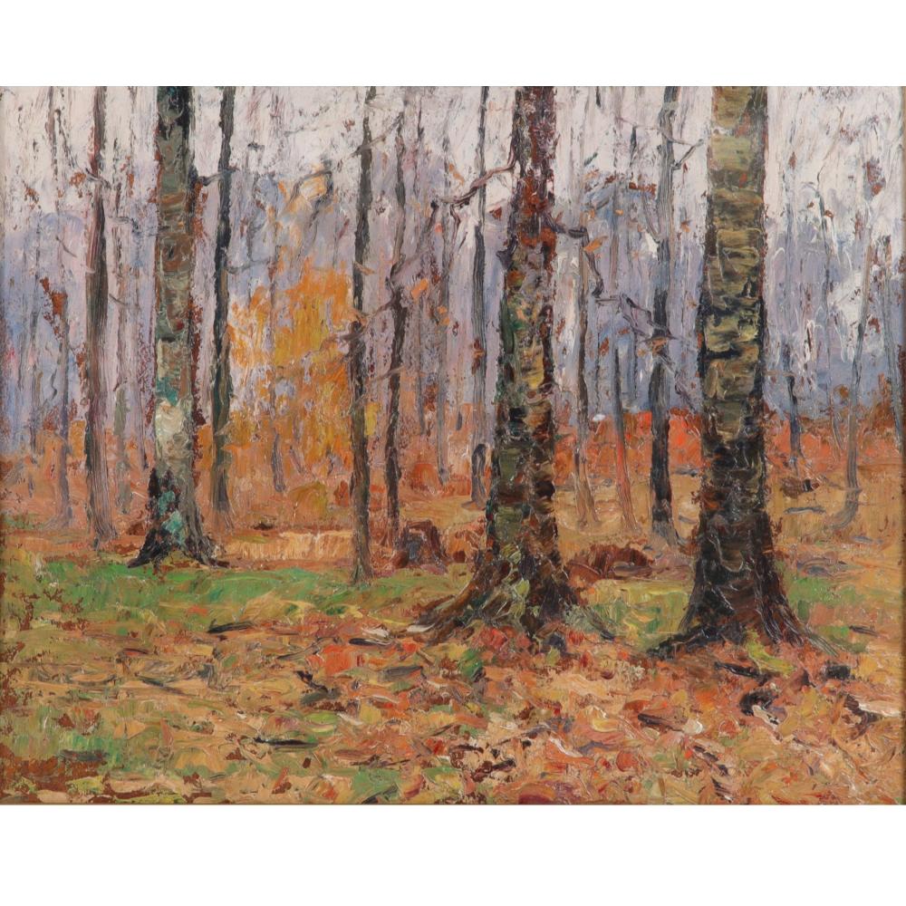 Appraisal: GEORGE HERBERT BAKER INDIANA - UNTITLED WOODLAND SCENE OIL ON