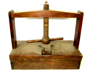 Appraisal: A mahogany book press with wooden screw length cm