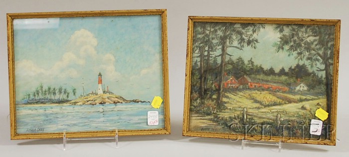 Appraisal: Two Arthur Small Pastel on Paper Works Depicting a Lighthouse