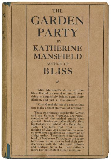 Appraisal: MANSFIELD Katherine The Garden Party London Constable Company Limited vo