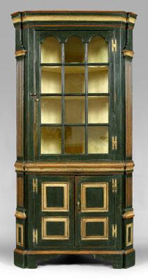 Appraisal: Rare Eastern Shore Virginia corner cupboard single-case construction yellow pine