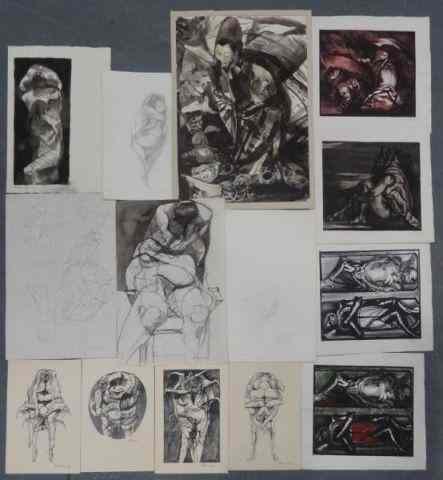 Appraisal: LEBRUN Rico Works on Paper Original Works Prints Collage Ink