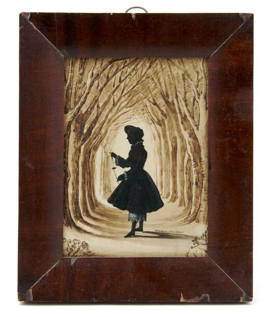 Appraisal: A Silhouette of a Lady depicted playing with a toy