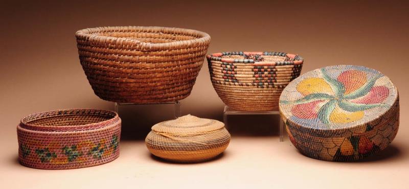 Appraisal: Lot of Native American Indian Baskets Includes one painted with