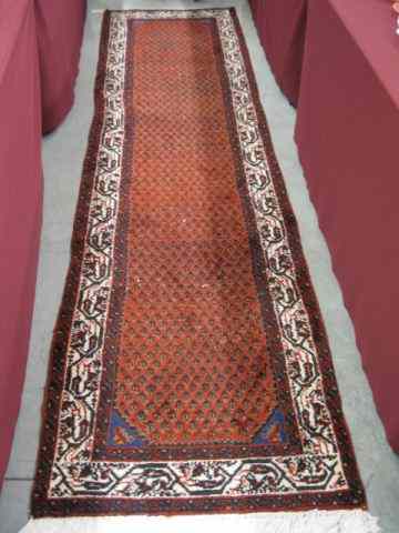 Appraisal: Hamadan Persian Handmade Runner ''tadpole'' design on red field '