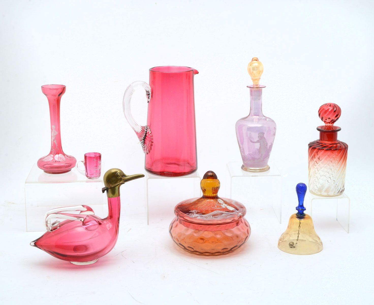 Appraisal: PC CRANBERRY AND MARY GREGORY GLASS COLLECTION Comprising - Tall