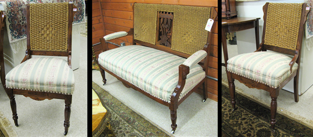 Appraisal: THREE-PIECE EASTLAKE PARLOR SET American c settee and a pair